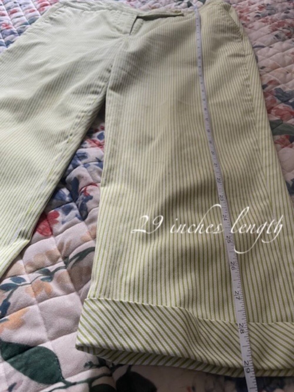 Talbots Green/White Pinstriped Cropped Pants- size 4P